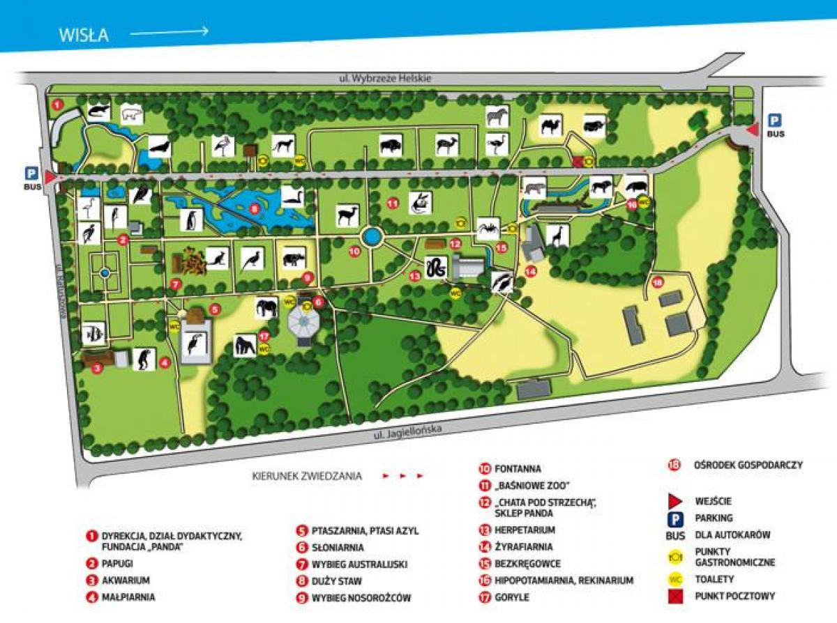 Քարտեզ Վարշավայի կենդանաբանական այգու 