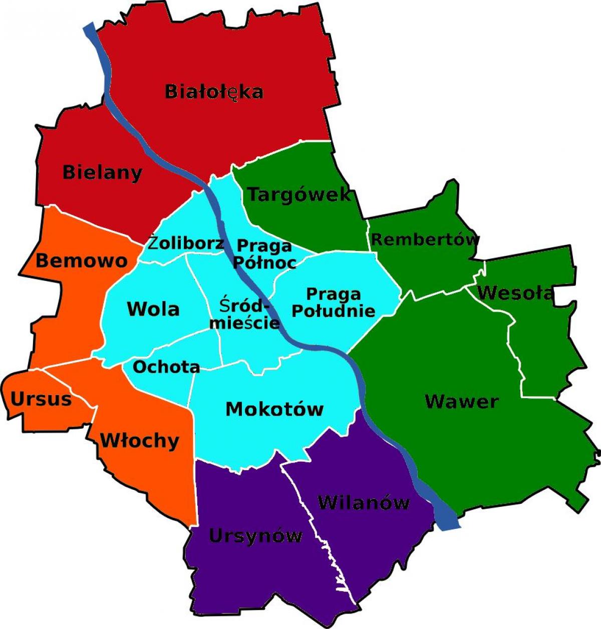 Քարտեզ շրջանների Վարշավայի 